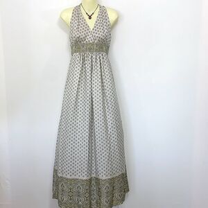 BCBG MAXAZRIA Dress “Frost Combo “ Silk Halter Maxi Excellent Sz Sm